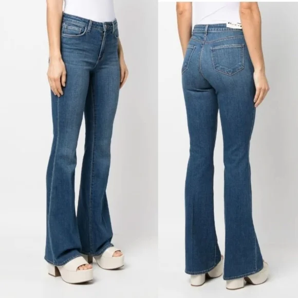 L'AGENCE Mid Rise Flare Jeans Womens 25 Blue Flare Jeans